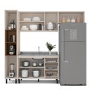 Ver imagem 3 de Cozinha Koya 4 Peças 236,8x214cm Armários Aéreos Paneleiro Balcão 2 Portas Creme 250030