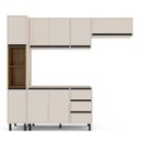 Ver imagem 4 de Cozinha Koya 4 Peças 236,8x214cm Armários Aéreos Paneleiro Balcão 2 Portas Creme 250030