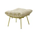 Ver imagem 1 de Puff Decorativo Sala de Estar Abel Pés Dourado Veludo Bege - Gran Belo