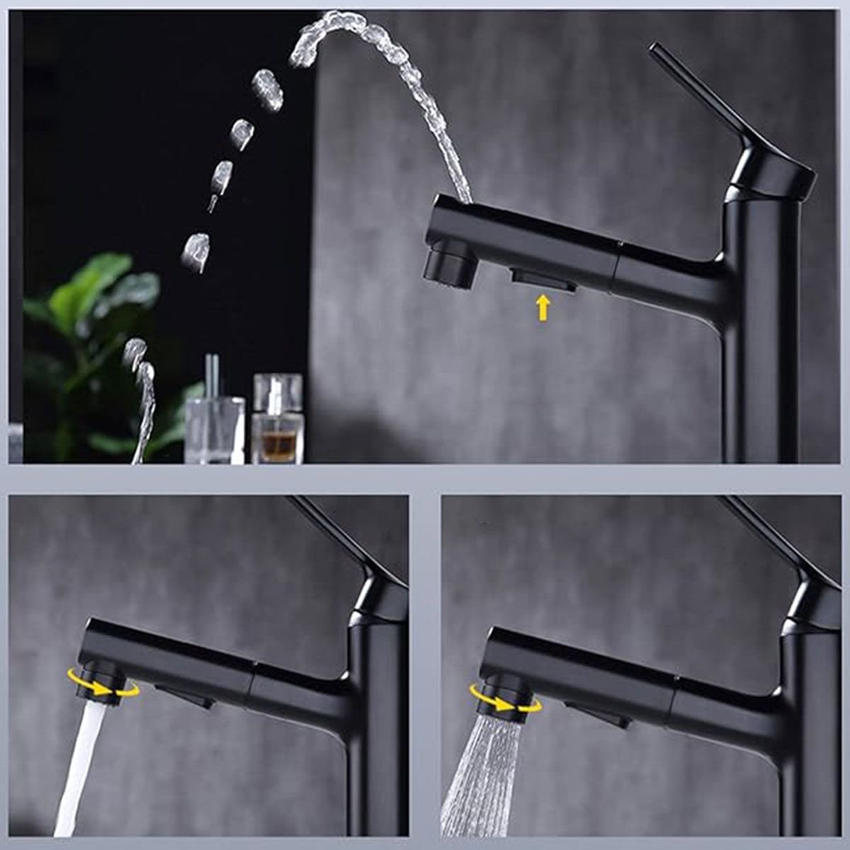 Torneira Extensivel Banheiro Banheira Ducha Articulada Tres Jatos Monocomando Mesa Bancada Agua Quen - 3