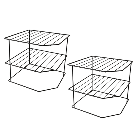 2 Organizadores de Armário 3 Níveis Aramados Preto