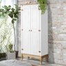 Guarda Roupa Madeira Maciça 2 Portas Rústico Pés Luis Xv Branco Garapa 4000 Denk - 1