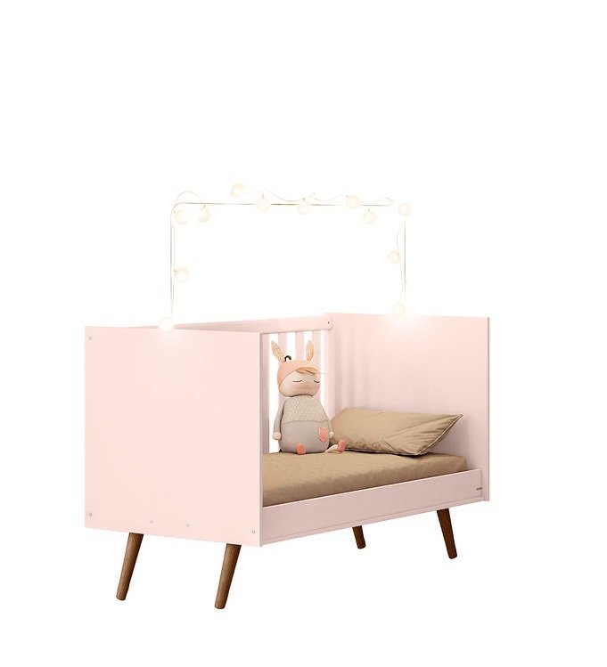 Quarto de Bebe Com Colchão Q Encanto Retrô Rosa Qmovi - 4