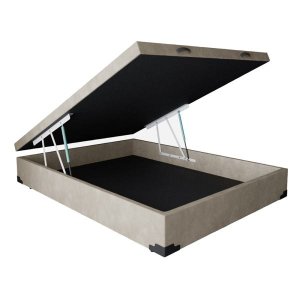 Cama Box Baú Viúva Suede Bege - 39x128x188