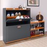 Sapateira Organizadora Quarto Closet Hall de Entrada Banco 2 Portas Basculantes Puxador Concha Milan - 2