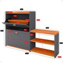 Ver mais imagens de Sapateira Organizadora Quarto Closet Hall de Entrada Banco 2 Portas Basculantes Puxador Concha Milan