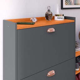 Sapateira Organizadora Quarto Closet Hall de Entrada Banco 2 Portas Basculantes Puxador Concha Milan - 4