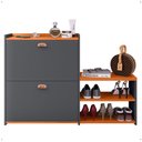 Ver imagem 7 de Sapateira Organizadora Quarto Closet Hall de Entrada Banco 2 Portas Basculantes Puxador Concha Milan