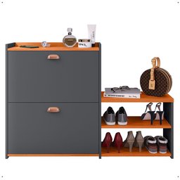 Sapateira Organizadora Quarto Closet Hall de Entrada Banco 2 Portas Basculantes Puxador Concha Milan - 7