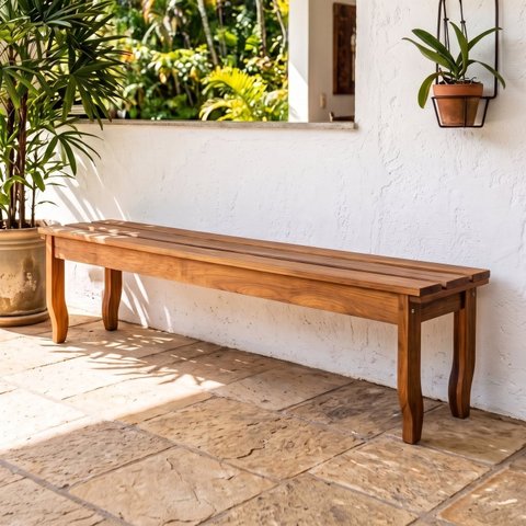 Banco para Jardim e Área Externa 200cm em Madeira Maciça Eucalipto Marrom - Linha Barcelona Yescasa
