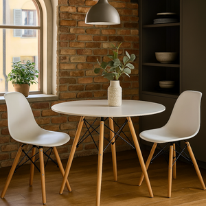 Kit Mesa Jantar Eiffel 70cm Branca + 2 Cadeiras Charles Eames - Branca