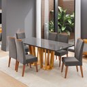 Ver imagem 1 de Mesa de Jantar 6 Lugares Mondini com Vidro Mel/grafite/cinza - Viero Móveis
