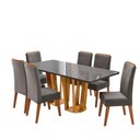 Ver imagem 2 de Mesa de Jantar 6 Lugares Mondini com Vidro Mel/grafite/cinza - Viero Móveis