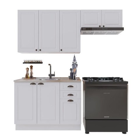 Cozinha Compacta Bariloche 8 Portas 2 Gavetas 100% MDF Branco - Indékes