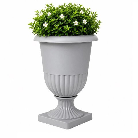Vaso Taca Grego Romana 4L Grande Cinza Decorativo para Plantas Floreira Cachepo Casa Sala Jardim Ent