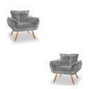 Ver imagem 1 de Kit 2 Poltronas Decorativa Opala Pés Palito Suede Cinza