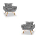 Ver imagem 1 de Kit 2 Poltronas Decorativa Opala Pés Palito Suede Cinza