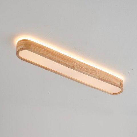 Plafon de Sobrepor Oval Estilo Madeira 95cm Led 35w 3 em 1 Bivolt 16130-pl