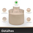 Ver imagem 3 de Kit 2 Poltronas com Sofá Curvo 2 Lugares Feijão Forma Orgânica Bouclé