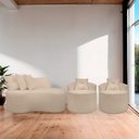 Ver imagem 2 de Kit 2 Poltronas com Sofá Curvo 2 Lugares Feijão Forma Orgânica Bouclé