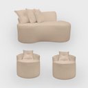 Ver imagem 1 de Kit 2 Poltronas com Sofá Curvo 2 Lugares Feijão Forma Orgânica Bouclé