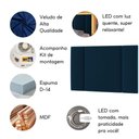 Ver imagem 7 de Cabeceira Estofada Iluminação Led Stella King Size 200 Cm Cor:veludo Azul Marinho