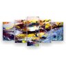 Quadro Decorativo Pintura Abstrata Amarelo Azul 129x61 - 1