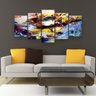 Quadro Decorativo Pintura Abstrata Amarelo Azul 129x61 - 3