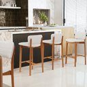 Ver imagem 2 de Kit 06 Banquetas Alta para Cozinha Sala de Jantar Bar Dara L02 Bouclê Cru - Lyam Decor
