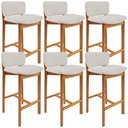 Ver imagem 1 de Kit 06 Banquetas Alta para Cozinha Sala de Jantar Bar Dara L02 Bouclê Cru - Lyam Decor