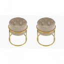 Ver imagem 1 de Kit 2 Puff Banqueta Estofado Decorativo Base de Ferro Capitonê Suede Bege do Lar Móveis e Decora