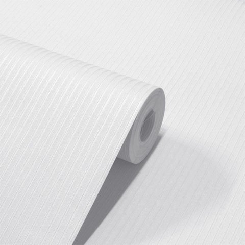 Papel de Parede Listras Finas Off White Vinilico Lavável+Cola para Aplicação