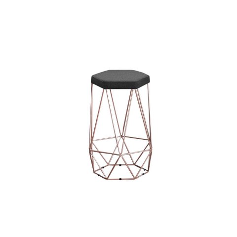 Banqueta Alta Decorativa Rubi em Linho com Armação Bronze - Grafite