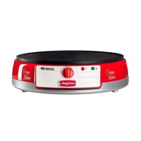 Máquina de Crepe Elétrica Ariete Party Time Retrô Vermelha 1100W 110V - Antiaderente e Compacta