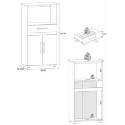 Balcão 2 Portas para Forno e Microondas Multimóveis CR20230 Branco - 3