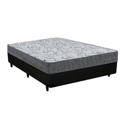 Cama Box Casal Colchão Espuma D33 Maxx Kansas + Box Sintético 70x138x188:preto - 1