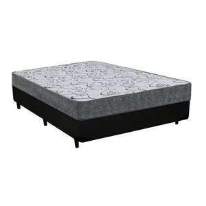 Cama Box Casal Colchão Espuma D33 Maxx Kansas + Box Sintético 70x138x188:preto