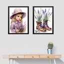 Ver imagem 1 de Kit 2 Quadros Flores de Lavanda - Menininha 45x34cm:moldura Branca