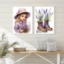 Ver imagem 2 de Kit 2 Quadros Flores de Lavanda - Menininha 45x34cm:moldura Branca