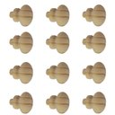 Ver imagem 1 de Kit 12 Puxadores de Madeira Redondos para Móveis Gavetas Armários Modelo Roma Tipo Tapa Furo