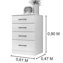 Cômoda Ms913 61cm 4 Gavetas Linha Cômoda Branco Moval - 3
