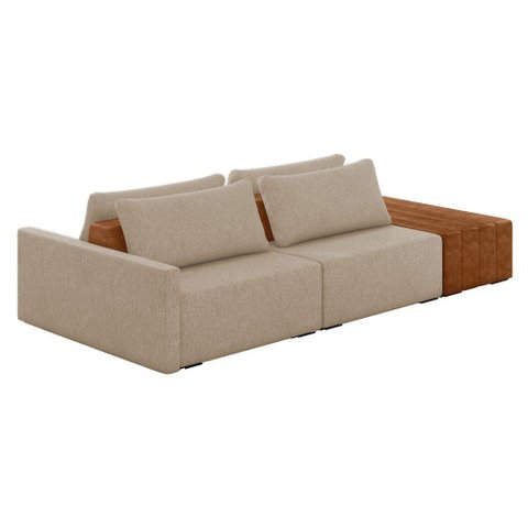 Sofá Ilha 2 Lugares Living 272cm Modulado Lary Linho K01 Cor Bege