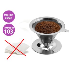 Coador Café Inox Filtro 103 - Prático Reutilizável Econômico