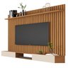 Painel Classic Ripado e Nicho 3 Gavetas Sala Estar TV até 72:Nature/Off White - 1