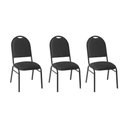 Ver imagem 1 de Kit com 3 Cadeiras de Auditório/escritório Estofadas 44cm Multimóveis Cr25289 Preto