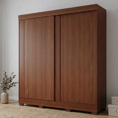 Guarda-Roupa Casal 2 Portas de Correr com Pés 183cm 100% MDF Bonito Espresso Móveis Marrom/Jequitiba
