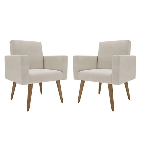 Kit 2 Poltronas Decorativas Lina Recepção Salão de Beleza Bege