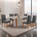 Ver imagem 1 de Mesa de Jantar Isadora 180cm Tampo MDF Vidro Canto Copo com 6 Cadeiras Yasmin