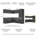 Ver imagem 6 de Armário de Cozinha Completa de Canto com Rodapé Veneza Multimóveis V2101 Preto/Branco