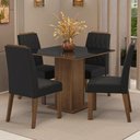 Ver imagem 1 de Conjunto Sala de Jantar Tampo de Vidro 4 Cadeiras Rustic/preto/oxford Capri Madesa